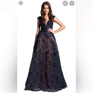 Navy Blue Lara Evening Couture Dress Gown